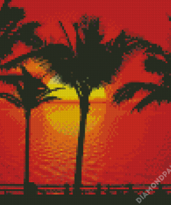 Sunset Palm Tree Diamond Paintings