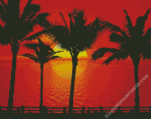 Sunset Palm Tree Diamond Paintings