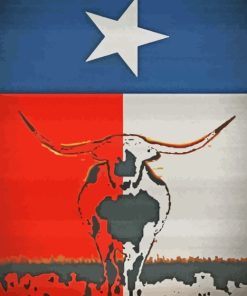 Texas Longhorn Flag Poster Diamond Paintings