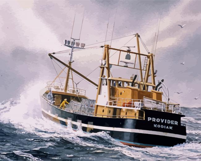 Trawler In Ocean Diamond Paintings