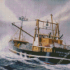 Trawler In Ocean Diamond Paintings