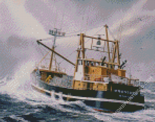 Trawler In Ocean Diamond Paintings