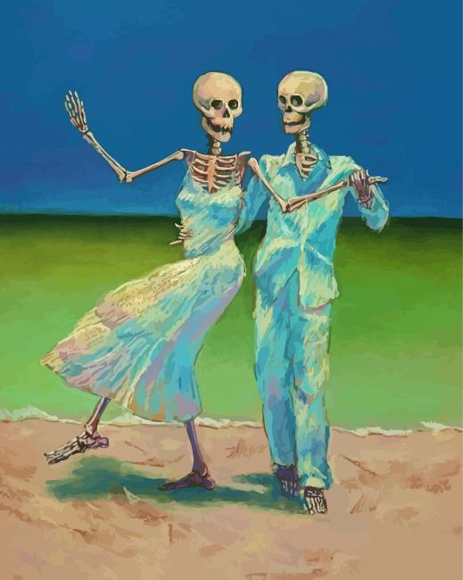 Two Skeletons Dancing Art Diamond Paintings