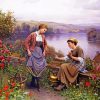 Two Women Talking In Garden Diamond Paintings