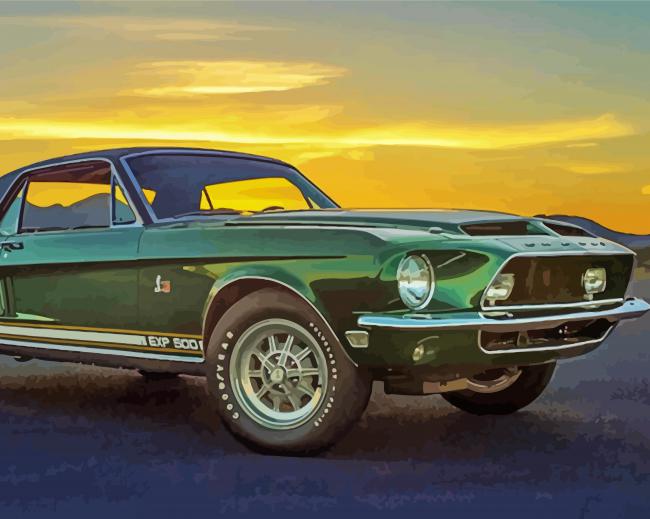 Vintage Green Mustang Diamond Paintings