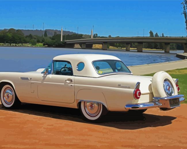 White 56 Ford Thunderbird Diamond Paintings