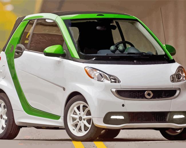 White Smart Fortwo Diamond Paintings