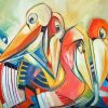 Abstract Pelicans Diamond Paintings