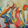 Abstract Pelicans Diamond Paintings