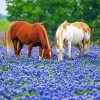 Aesthetic Bluebonnets And Horses Diamond Paintings