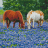 Aesthetic Bluebonnets And Horses Diamond Paintings