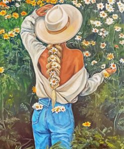 Aesthetic Lady in White Hat Diamond Paintings