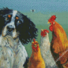 Aesthetic Dog With Chicken Diamond Paintings