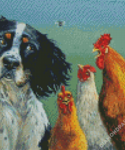 Aesthetic Dog With Chicken Diamond Paintings