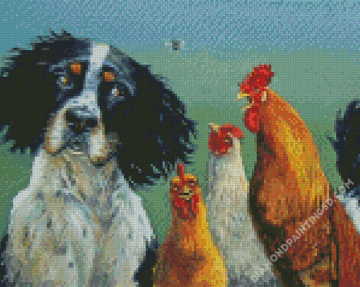 Aesthetic Dog With Chicken Diamond Paintings