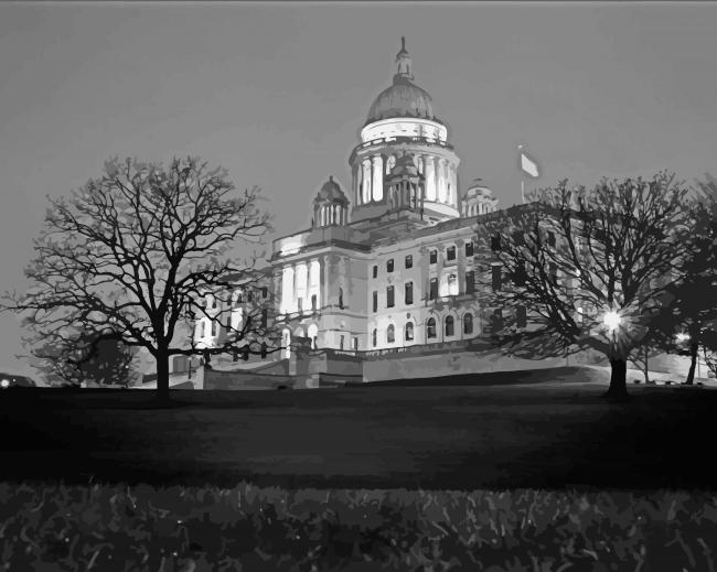 Black And White Providence Rhode Island State House Diamond Paintings