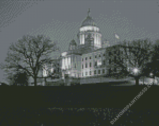 Black And White Providence Rhode Island State House Diamond Paintings