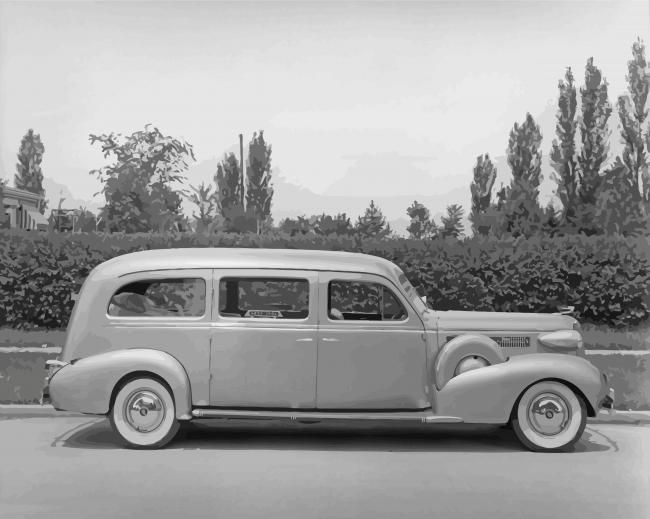 Black And White Cadillac Hearse Diamond Paintings