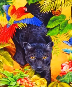 Black Jaguar Jungle Diamond Paintings