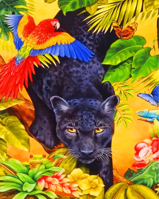 Black Jaguar Jungle Diamond Paintings