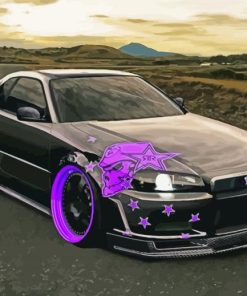 Black Nissan Skyline Car Diamond Paintings