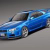 Blue Nissan Skyline R34 Car Diamond Paintings