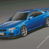 Blue Nissan Skyline R34 Car Diamond Paintings