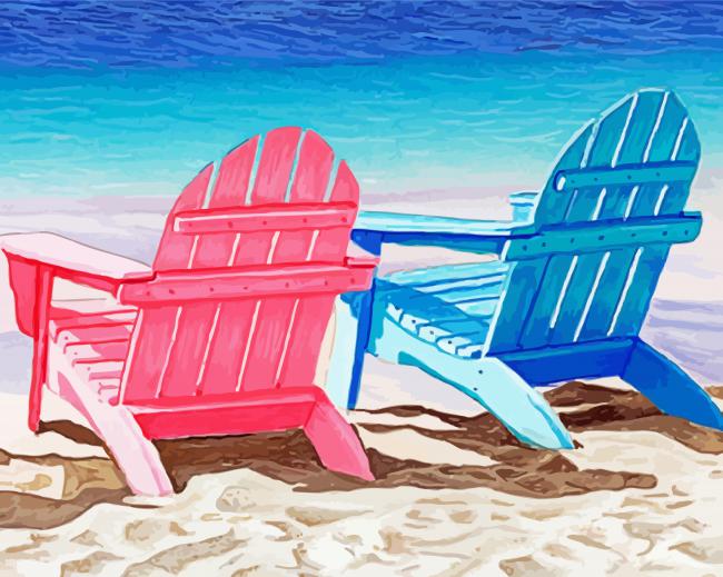 Blue And Pink Adirondack Chairs Diamond Paintings