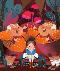 Cute Alice And Tweedle Dee And Deedle Dum Diamond Paintings