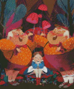 Cute Alice And Tweedle Dee And Deedle Dum Diamond Paintings