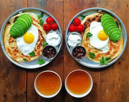 Healthy Morning Breakfast Egg And Salad Diamond Paintings