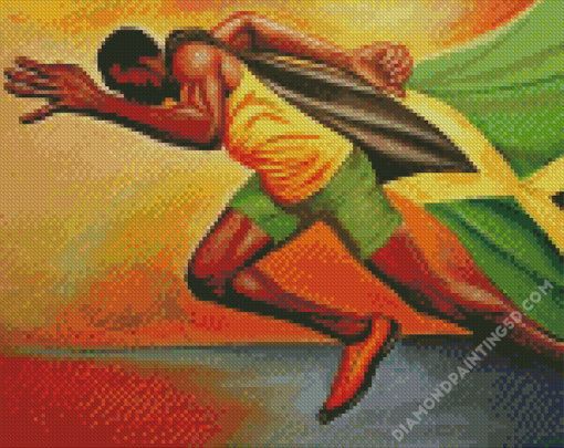 Jamaican Man Running Diamond Paintings