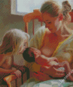 Mother Breast Feeding Baby Diamond Paintings