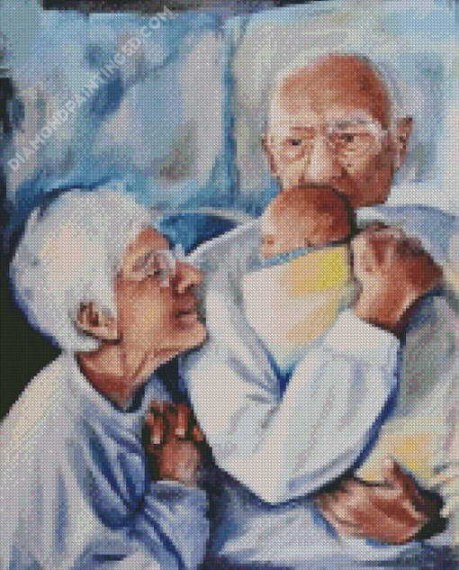 Newborn and Grandparents Diamond Paintings