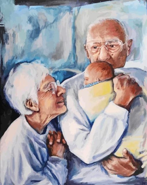 Newborn and Grandparents Diamond Paintings