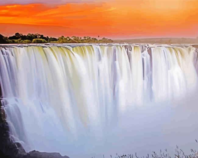 Victoria Falls At Sunset Zimbabwe Diamond Paintings