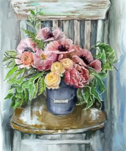 Vintage Flowers On Chair Diamond Paintings