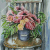 Vintage Flowers On Chair Diamond Paintings