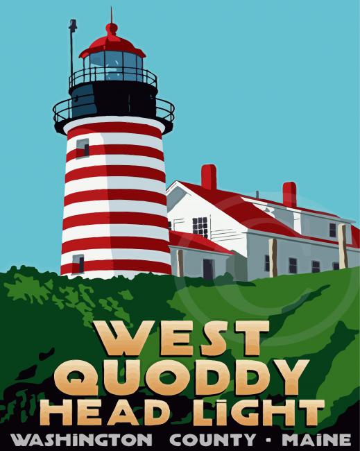 West Quoddy Head Lighthouse Poster Diamond Paintings