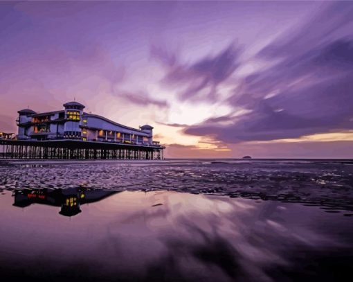 Weston Super Mare Beach Sunset Diamond Paintings