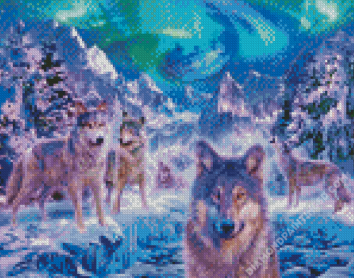 Winter Wolf Pack Diamond Paintings