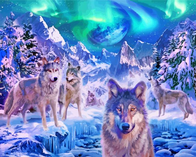 Winter Wolf Pack Diamond Paintings