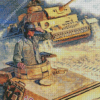 Army Tanks In The Desert War Art Diamond Paintings