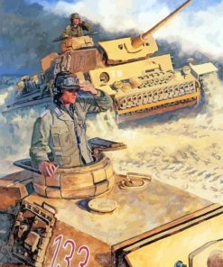 Army Tanks In The Desert War Art Diamond Paintings