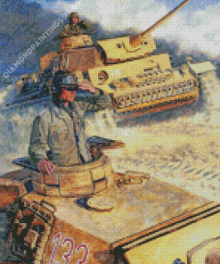 Army Tanks In The Desert War Art Diamond Paintings