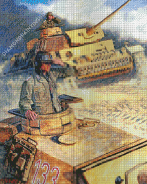 Army Tanks In The Desert War Art Diamond Paintings