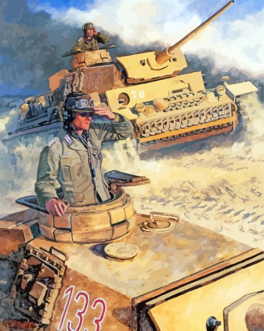 Army Tanks In The Desert War Art Diamond Paintings