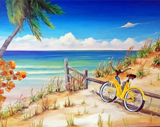 Bicycle On Beach Art Diamond Paintings