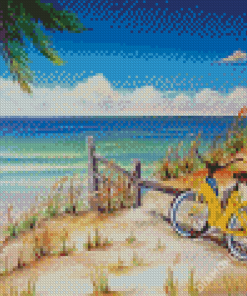 Bicycle On Beach Art Diamond Paintings