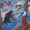 Birds And Blue Jay In Winter Diamond Paintings